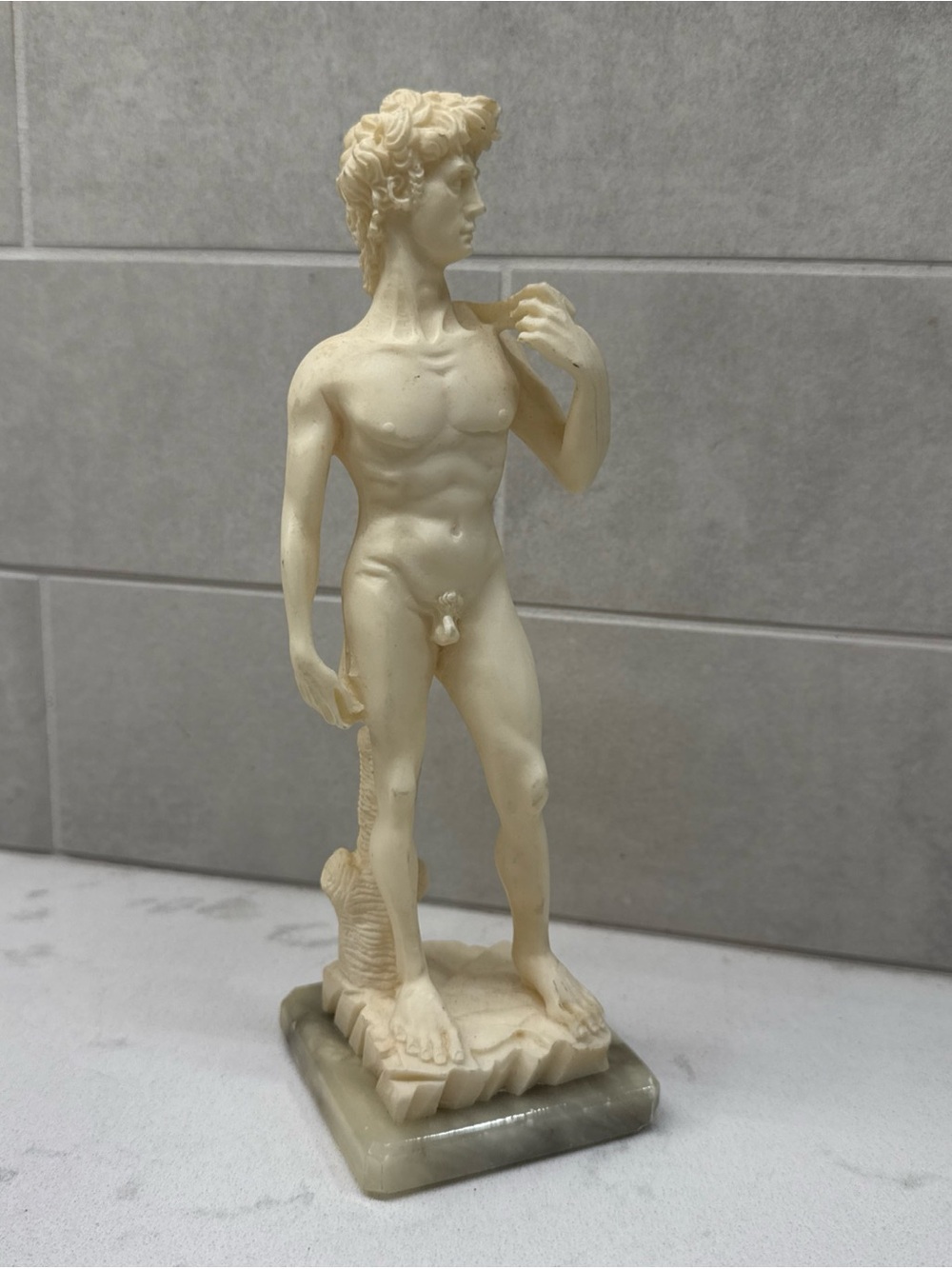 Ivory-Colored Classical Michelangelo David Statue Figurine